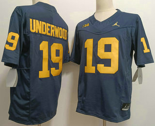 Men's Michigan Wolverines #19 Bryce Underwood Navy FUSE College Stitched Jersey