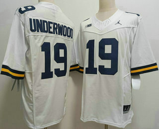 Men's Michigan Wolverines #19 Bryce Underwood White FUSE College Stitched Jersey