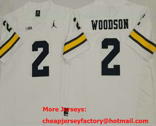 Men's Michigan Wolverines #2 Charles Woodson White FUSE College Stitched Jersey