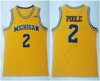 Men's Michigan Wolverines #2 Jordan Poole Yellow College Football Jersey