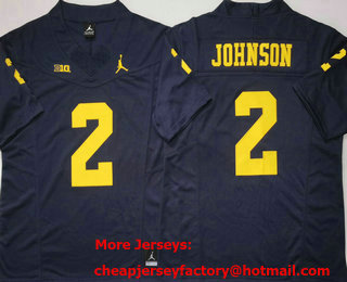 Men's Michigan Wolverines #2 Will Johnson Navy Blue FUSE College Stitched Jersey