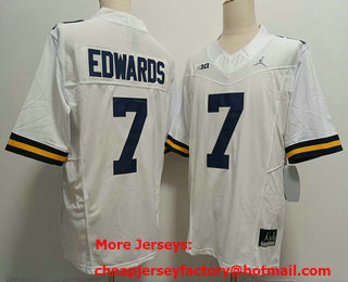 Men's Michigan Wolverines #7 Donovan Edwards White FUSE College Stitched Jersey