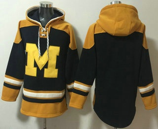 Men's Michigan Wolverines Blank Navy Blue Ageless Must Have Lace Up Pullover Hoodie