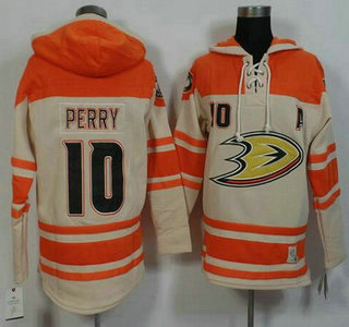 Men's Mighty Ducks of Anaheim #10 Corey Perry Old Time Hockey Cream Hoody