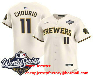 Men's Milwaukee Brewers #11 Jackson Chourio Cream 2026 World Series Limited Stitched Jersey