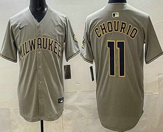 Men's Milwaukee Brewers #11 Jackson Chourio Gray Limited Jersey
