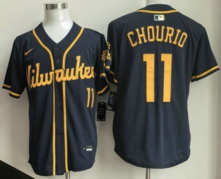 Men's Milwaukee Brewers #11 Jackson Chourio Navy 2025 Stitched Jersey