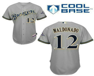 Men's Milwaukee Brewers #12 Martin Maldonado Gray Road Stitched Baseball Jersey