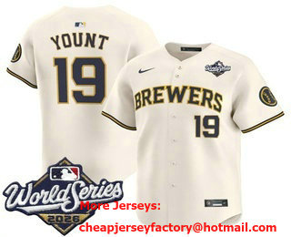 Men's Milwaukee Brewers #19 Robin Yount Cream 2026 World Series Limited Stitched Jersey