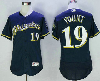 Men's Milwaukee Brewers #19 Robin Yount Navy Blue 2016 Flexbase Baseball Jersey