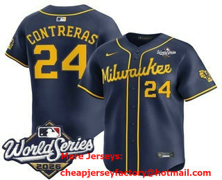 Men's Milwaukee Brewers #24 William Contreras Navy 2026 World Series Alternate Limited Stitched Jersey