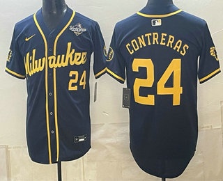Men's Milwaukee Brewers #24 William Contreras Navy 2026 World Series Limited Stitched Jersey