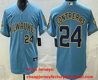 Men's Milwaukee Brewers #24 William Contreras Powder Blue Limited Jersey