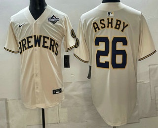 Men's Milwaukee Brewers #26 Aaron Ashby Cream 2026 World Series Limited Stitched Jersey