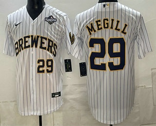 Men's Milwaukee Brewers #29 Trevor Megill White 2026 World Series Cool Base Stitched Jersey