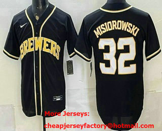 Men's Milwaukee Brewers #32 Jacob Misiorowski 2026 Black Fashion Cool Base Jersey