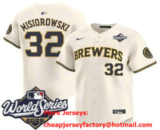 Men's Milwaukee Brewers #32 Jacob Misiorowski Cream 2026 World Series Limited Stitched Jersey