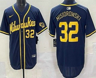 Men's Milwaukee Brewers #32 Jacob Misiorowski Navy Limited Jersey