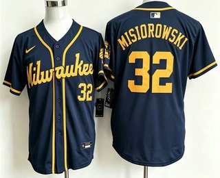 Men's Milwaukee Brewers #32 Jacob Misiorowski Navy Limited Stitched Jersey