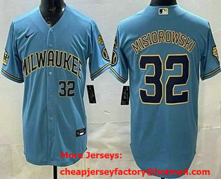 Men's Milwaukee Brewers #32 Jacob Misiorowski Powder Blue Limited Jersey