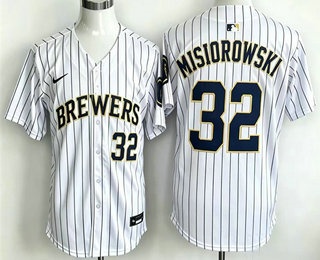Men's Milwaukee Brewers #32 Jacob Misiorowski White Home Limited Stitched Jersey