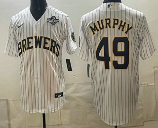 Men's Milwaukee Brewers #49 Pat Murphy White 2026 World Series Cool Base Stitched Jersey