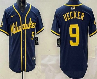 Men's Milwaukee Brewers #9 Bob Uecker Navy Limited Jersey