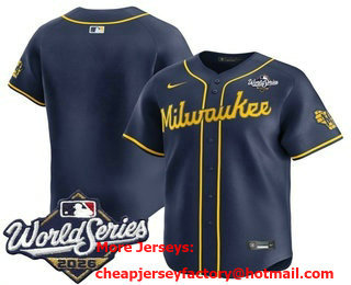Men's Milwaukee Brewers Blank Navy 2026 World Series Alternate Limited Stitched Jersey