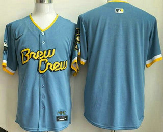 Men's Milwaukee Brewers Blank Powder Blue City Connect Limited Jersey