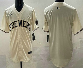 Men's Milwaukee Brewers Blank Powder Cream Limited Jersey