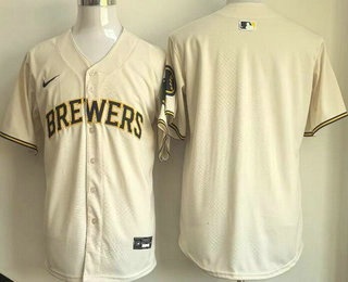 Men's Milwaukee Brewers Blank Powder Cream Limited Jersey