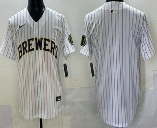 Men's Milwaukee Brewers Blank Powder White Limited Jersey
