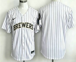 Men's Milwaukee Brewers Blank White Home Limited Stitched Jersey