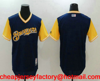 Men's Milwaukee Brewers Navy 2017 Little League World Series Players Weekend Stitched Nickname Team Jersey