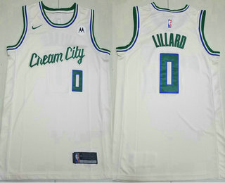 Men's Milwaukee Bucks #0 Damian Lillard NEW Cream 2020 City Edition NBA Swingman Jersey