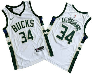 Men's Milwaukee Bucks #34 Giannis AntetokounmpoWhite Icon Swingman Jersey