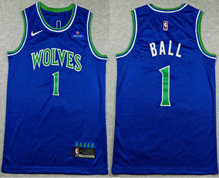 Men's Minnesota Timberwolves #1 LaMelo Ball Blue 2026 Icon Sponsor Stitched Jersey