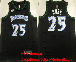 Men's Minnesota Timberwolves #25 Derrick Rose Black Classic AU Jersey