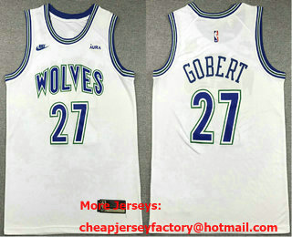 Men's Minnesota Timberwolves #27 Rudy Gobert White Classic Icon Sponsor Swingman Jersey