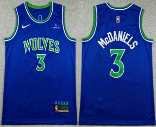 Men's Minnesota Timberwolves #3 Jaden McDaniels Blue 2026 Icon Sponsor Stitched Jersey