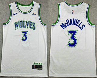 Men's Minnesota Timberwolves #3 Jaden McDaniels White 20262 Association Sponsor Stitched Jersey