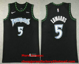 Men's Minnesota Timberwolves #5 Anthony Edwards Black Classic Icon Sponsor Swingman Jersey