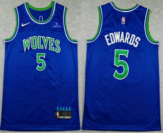 Men's Minnesota Timberwolves #5 Anthony Edwards Blue 2026 Icon Sponsor Stitched Jersey