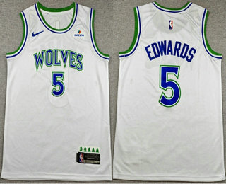 Men's Minnesota Timberwolves #5 Anthony Edwards White 2026 Association Sponsor Stitched Jersey