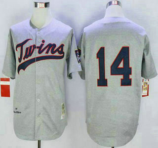Men's Minnesota Twins #14 Kent Hrbek 1969 Gray Wool Mitchell & Ness Throwback Jersey