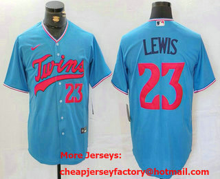 Men's Minnesota Twins #23 Royce Lewis Blue Cool Base Stitched Jersey