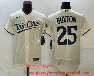 Men's Minnesota Twins #25 Byron Buxton 2023 Cream Flex Base Stitched Jersey