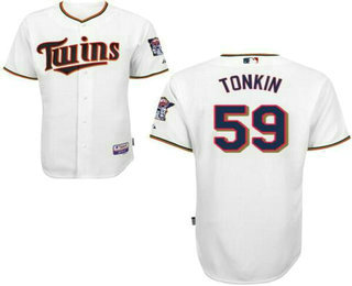 Men's Minnesota Twins #59 Michael Tonkin White Home Stitched Baseball Jersey