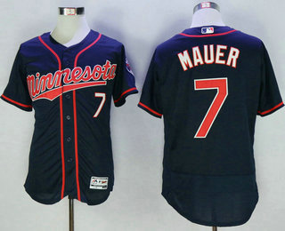 Men's Minnesota Twins #7 Joe Mauer Navy Blue 2016 Flexbase Baseball Jersey