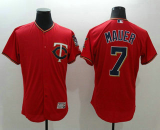 Men's Minnesota Twins #7 Joe Mauer Red Flexbase 2016 MLB Player Jersey